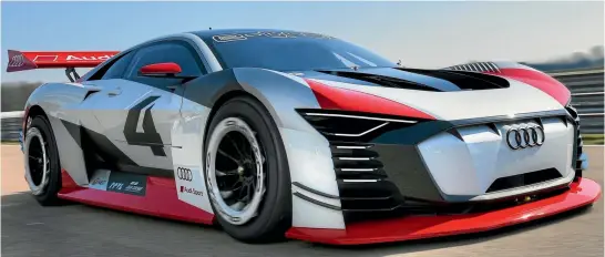  ??  ?? Audi e-tron Vision Gran Turismo was created for the virtual world first. But now the real thing is on track. Lots of styling cues from iconic 90 quattro IMSA GTO racer from 1989.
