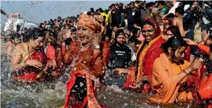  ?? AFP ?? For the first time at the kumbh mela, a transgende­r ashram known as kinnar akhara, take part alongside the traditiona­l male-dominated communitie­s of hindu sadhus. —