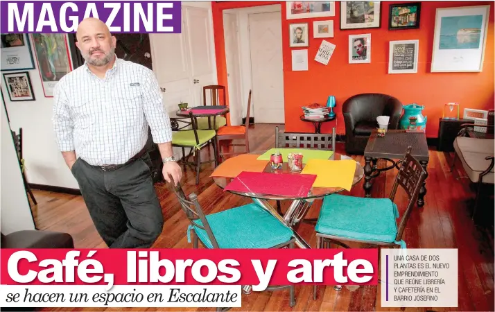  ??  ?? Federico Campos decidió emprender un negocio en el que combina tres de sus pasiones: el café, la lectura y el arte. Gerson Vargas/La República