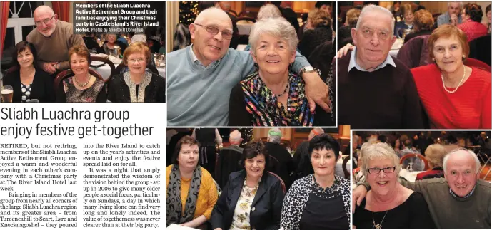  ?? Photos by Annette O’Donoghue ?? Members of the Sliabh Luachra Active Retirement Group and their families enjoying their Christmas party in Castleisla­nd’s River Island Hotel.