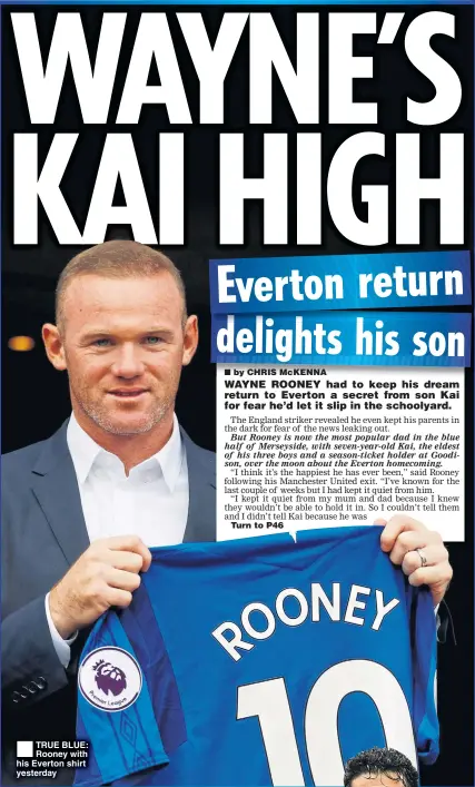  ??  ?? TRUE BLUE: Rooney with his Everton shirt yesterday