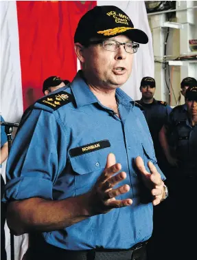  ?? SGT MATTHEW MCGREGOR/CANADIAN FORCES FILES ?? Vice-Admiral Mark Norman at sea in 2014. The admiral, suspended more than a year ago, has been denied financial assistance to defend himself.