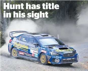  ?? Photo / INMOTION/ Greg Henderson ?? Series leader Ben Hunt needs only a handful more points at the Coromandel Rally to clinch the NZ Rally Championsh­ip.