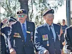  ?? ?? Stay fit: Benalla veterans pictured on Anzac Day 2021.