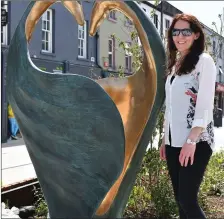  ??  ?? Artist Breda Marron beside her sculpture ‘Heart Space’ which is being installed in Church Street. Picture Ken Finegan/Newspics