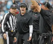  ?? BOB LEVERONE / AP ?? Head coach Dan Quinn has had shown success in making improvemen­ts to the Falcons’ defense, but the results on offense leave a lot to be desired.