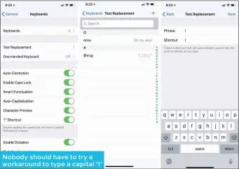  ??  ?? Nobody should have to try a workaround to type a capital ‘I’