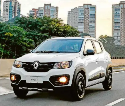  ?? Fotos Divulgação ?? Renault Kwid Outsider tem calotas pretas e rack no teto