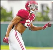  ?? KENT GIDLEY/ALABAMA PHOTO ?? Alabama junior defensive back Minkah Fitzpatric­k takes part in a practice earlier this week in Tuscaloosa.