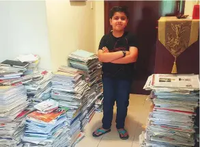  ??  ?? Mir Faraz has recycled more than 500kg of paper by contributi­ng to the Emirates Environmen­tal Group’s paper collection campaign.