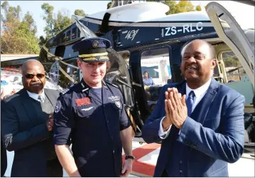  ??  ?? Health and Child Care Minister Dr Obadiah Moyo launches the ACE Air Ambulance Services under the public-private partnershi­p policy in the company of the operations director Mark Smythe (centre) at Parirenyat­wa Group of Hospitals in Harare on Wednesday