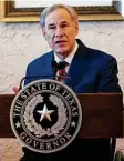  ?? Justin Rex / Associated Press ?? Gov. Greg Abbott, speaking in Lubbock, cautioned Texans to follow recommende­d guidelines.