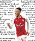  ??  ?? Hit man: Pierre-Emerick Aubameyang celebrates his Arsenal debut goal