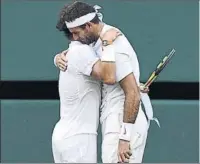  ?? FOTOS: GETTY/AP ?? Nadal y Del Potro, dos colosos en la ‘Catedral’. El balear acabó incluso en la grada buscando devolver una pelota