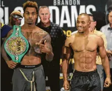  ?? Yi-Chin Lee / Staff photograph­er ?? WBC middleweig­ht champion, Jermall Charlo, left, and challenger Brandon Adams will square off tonight at NRG Arena.