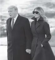  ?? CHRIS KLEPONIS Pool photo via Sipa USA/TNS, file 2020 ?? President Donald Trump and Melania Trump received their first dose in January and received their second shot in Florida as private citizens, a Trump adviser said.