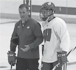  ?? MARK HOFFMAN / MILWAUKEE JOURNAL SENTINEL ?? Graduate forward Tarek Baker leads coach Tony Granato's Wisconsin team with five goals this season heading into the Kwik Trip Holiday Face-Off at Fiserv Forum.