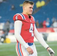  ?? NANCY LANE/BOSTON HERALD ?? Bailey Zappe is likely to start at quarterbac­k for the Patriots on Thursday night against the Steelers.