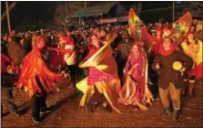  ?? VIRGINIA LINDAK — FOR DIGITAL FIRST MEDIA ?? The Firebird Dancers entertain the crowd as the phoenix burns at the 14th annual Firebird Festival in Phoenixvil­le Saturday, Dec. 9.