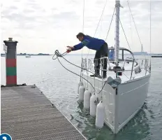  ??  ?? When close enough, the crew throws the bight over the cleat, the skipper begins to square up alongside and skipper and crew brace for the lurch as the bow spring pulls taut