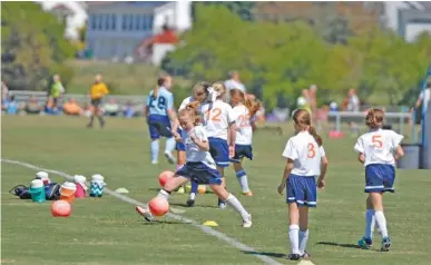  ?? STAFF FILE PHOTO ?? Youth soccer teams practice at Camp Jordan in East Ridge.