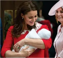  ??  ?? WISH LIST: Carole, right, and the Duchess with Louis after his birth. Top: Our report in February