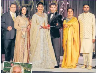  ?? PHOTO: MANOJ VERMA/HT ?? (L-R) Kevin Jonas Sr, Denise Jonas, Priyanka Chopra, Nick Jonas, Madhu Chopra and Siddharth Chopra