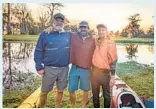  ?? PATRICK CONNOLLY/ ORLANDO SENTINEL PHOTOS ?? Above: DAY 1: Fred Goebel, from left, Greg Pflug and Patrick Connolly prepare to embark on a kayak trip. Top: St. Johns River thru-paddle.