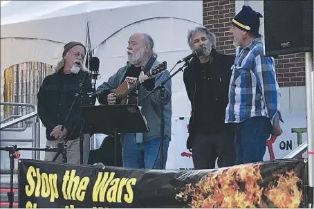  ?? (Courtesy Photo) ?? “The four of us share a lot of folk and rock sensibilit­ies,” Guy King Ames says of his new band, Sycamore. “Harmonies are a big part of what we're about, and pre-covid we used to — oh, I hate that past tense! Let's say ‘usually.' We usually do a song or two a capella just to show off!” The band has a new CD, “A Place to Make a Stand,” available on popular streaming platforms.