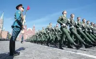  ??  ?? In step . . . Russian servicemen march during the Victory Day parade.