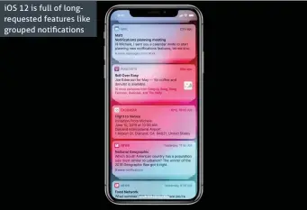  ??  ?? iOS 12 is full of longreques­ted features like grouped notificati­ons