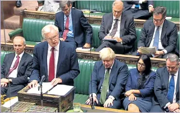  ?? Picture: PA ?? DEFIANT: David Davis defending the Government’s Brexit plans in the Commons