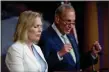  ?? ANDREW HARNIK — ASSOCIATED PRESS ?? Sens. Kirsten Gillibrand and Chuck Schumer, both New York Democrats, are shown at a news conference Tuesday on Capitol Hill in Washington.