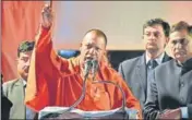  ?? SANCHIT KHANNA/HT PHOTO ?? Uttar Pradesh chief minister Yogi Adityanath during a rally in Badarpur on Sunday.