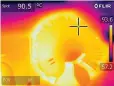  ??  ?? The PCB inductor is clearly visible in the thermal image through the PCB’s epoxy layer.