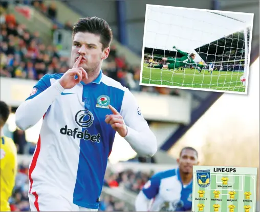  ?? PICTURES: Action Images ?? DOUBLE TROUBLE: Ben Marshall celebrates scoring Rovers’ third goal, inset