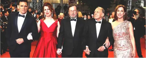  ?? — Reuters photos ?? Screening of the film “The House That Jack Built”at the 71st Cannes Film Festival in France on May 14. On the red carpet arrival are director Lars von Trier (centre) and (from right to left) cast members Sofie Grabol, Siobhan Fallon Hogan, Bruno Ganz...