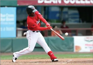  ?? Photo by Louriann Mardo-Zayat / lmzartwork­s.com ?? PawSox outfielder Rusney Castillo (pictured) extended his team-best hitting streak to 16 games with four hits in Sunday’s doublehead­er defeat to Rochester. Castillo reached base six times and drove in a run in Game 2.