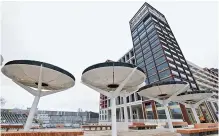  ?? AFP-Yonhap ?? Air pollution filters are pictured at the foot of residentia­l accommodat­ion buildings in the Olympic Village in Saint-Denis, Paris, Tuesday.