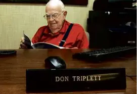  ?? WLBV-TV VIA ASSOCIATED PRESS ?? Mr. Triplett worked for 65 years at the Bank of Forest (Miss.)