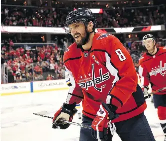  ?? NICK WASS/THE ASSOCIATED PRESS ?? Captain Alex Ovechkin will take aim at an eighth 50-goal season when the Washington Capitals begin defence of their Stanley Cup title Wednesday against the Boston Bruins.