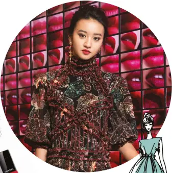  ??  ?? What two beauty products are always in your handbag? Mascara and lipstick. (Above, Kōki wears Chanel’s Rouge Allure Liquid Powder in #960)