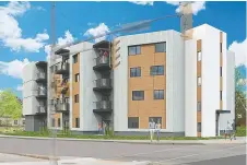  ?? COURTESY OF ROBERT DI MAIO ?? A rendering of a 28-unit apartment building planned for lot at Campbell Avenue and Tecumseh Road West.
