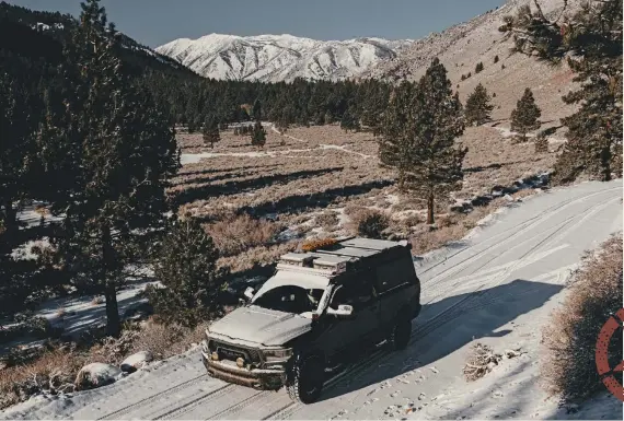  ??  ?? Below: Traveling through offshoots of highway 395 is no challenge for this fully equipped RAM Rebel.