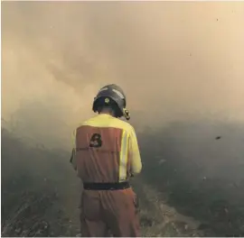  ?? Photo: Bomberos Asturias ?? A firefighte­r tackles the inferno