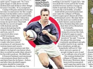  ?? ?? Kenny Logan and wife Gabby, right. Below, Logan during Scotland’s 1999 Five Nationswin­ning campaign