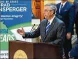  ?? ARVIN TEMKAR/ARVIN. TEMKAR@AJC.COM ?? “Being a member of ERIC has allowed us to be recognized as having the cleanest voter rolls in the country,” Georgia Secretary of State Brad Raffensper­ger said.