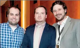  ??  ?? Film festival programmer­s Justin Nickels and Levi Agee
with festival director Gabe Gentry