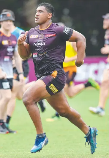  ?? Picture: AAP IMAGE ?? DYNAMIC OPTION: Tevita Pangai Jr could play off the bench for the Broncos in their Round 1 clash against Melbourne Storm on Thursday next week.