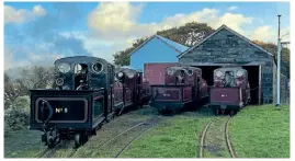  ?? DAN SNELL ?? On October 8 the railway’s four George England 0-4-0STTs lined up outside the old locomotive shed at Boston Lodge for a morning photograph­y session.